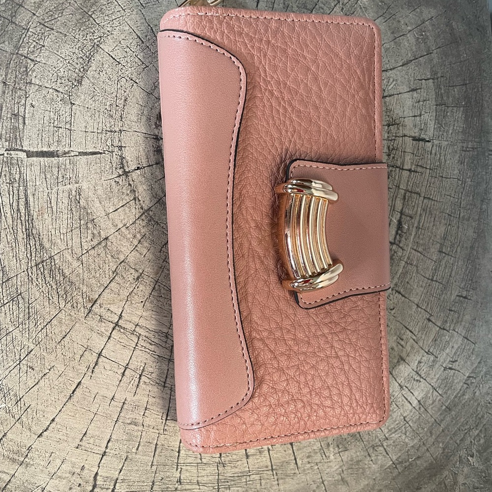 Pink Wallet with Gold Accent